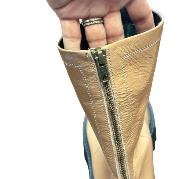 New SEYCHELLES Last Chance Platform Tan Patent Leather Ankle Boots Women's Sz 9 - Picture 5 of 8